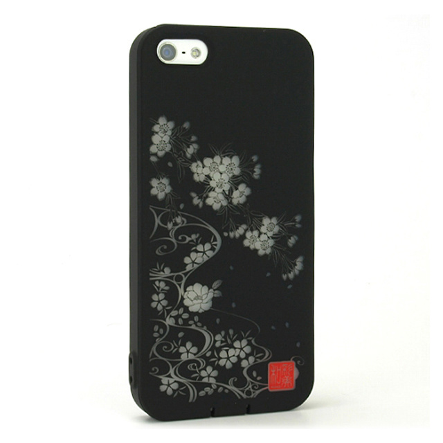 【iPhone5s/5 ケース】和彩美「ふるる」：柔装飾カバー 透し夜桜に流水