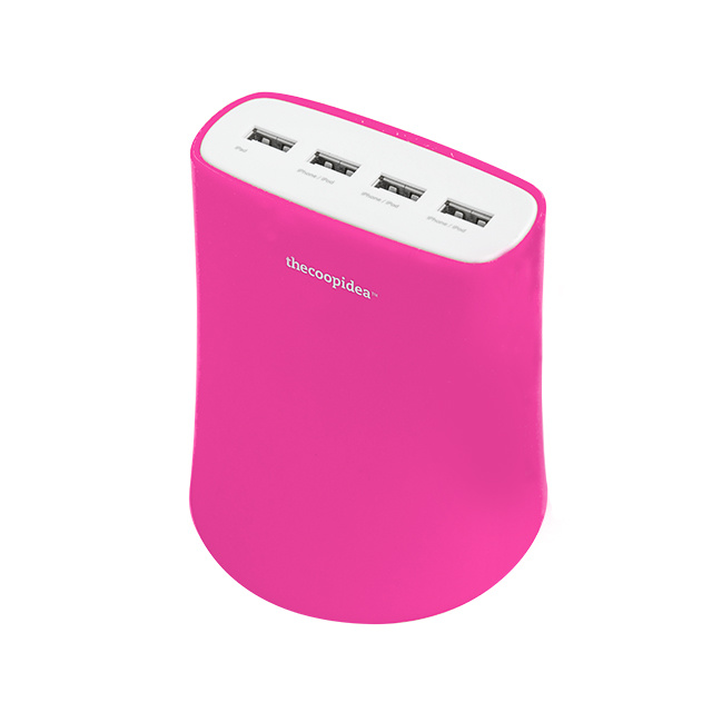 5.1A USB4ポート充電器 (ピンク)