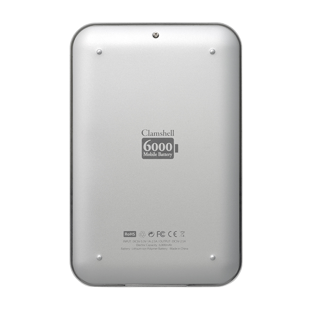 Clamshell 6000 Mobile Battery for iPhone/Smartphones (Silver)サブ画像