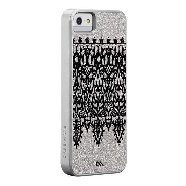 【iPhoneSE(第1世代)/5s/5 ケース】Glam Print Lace Border Silver Glittergoods_nameサブ画像