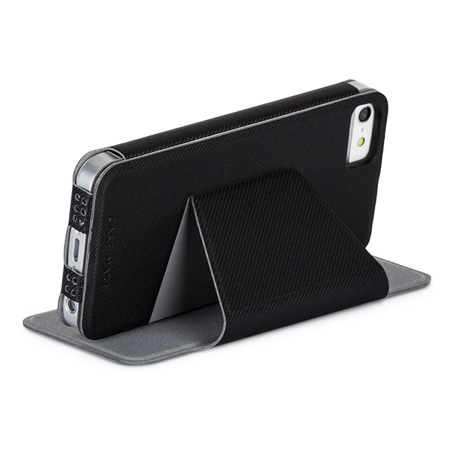 【iPhoneSE(第1世代)/5s/5 ケース】Stand Folio Blackサブ画像