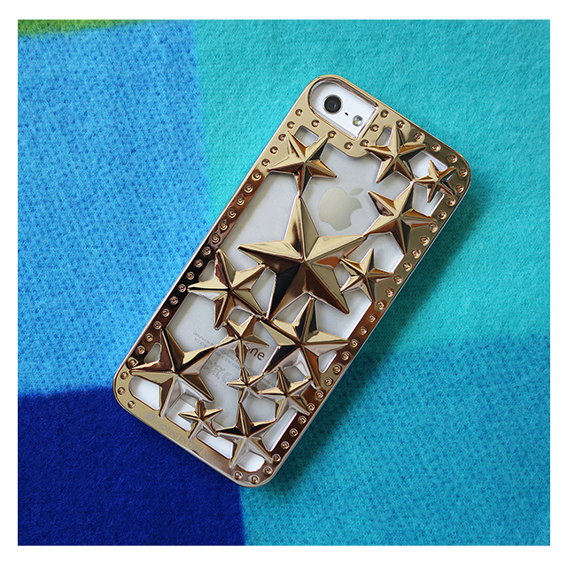 【iPhoneSE(第1世代)/5s/5 ケース】Metal case Glitter Star (Pink Gold/White)サブ画像