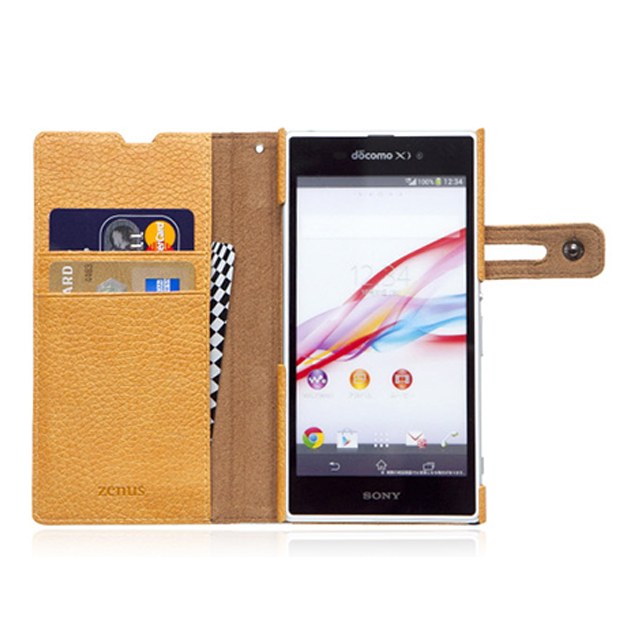 【XPERIA Z1 ケース】Masstige Italian PU Diary ネイビーサブ画像