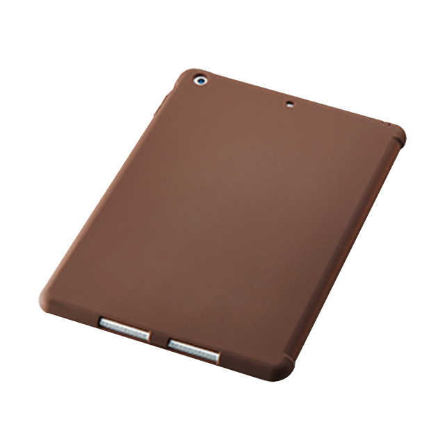 【iPad Air(第1世代) ケース】スマートカバー対応 抗菌シリコンケースセット(ブラウン)