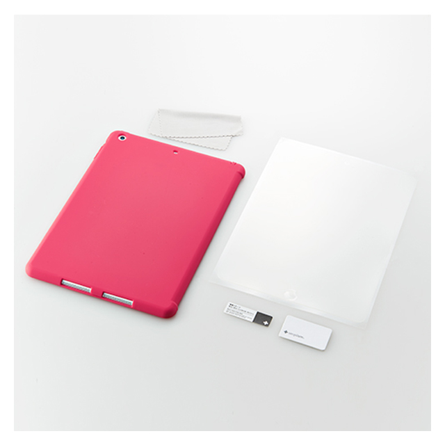 【iPad Air(第1世代) ケース】スマートカバー対応 抗菌シリコンケースセット(ピンク)サブ画像