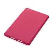 【iPad mini3/2/1 ケース】スマートカバー対応 抗菌シリコンケースセット(ピンク)