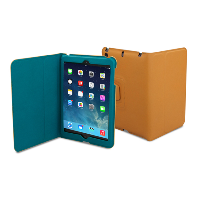 【iPad mini3/2/1 ケース】LeatherLook Classic with Front cover (キャメルブラウン/マリンブルー)サブ画像