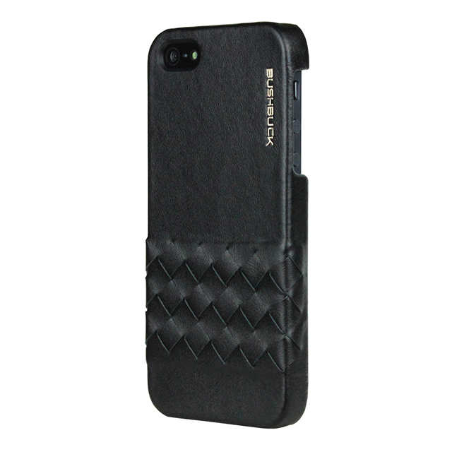 【iPhoneSE(第1世代)/5s/5 ケース】イントレチャート編み込み柄本革ケース Elegant Genuine Leather Case ブラック IP5ETBKサブ画像
