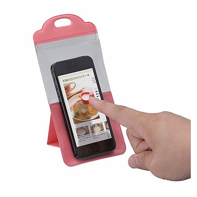 【スマホポーチ】ELECOOK スマートフォン用自立する防滴ケース 4インチ (ピンク)サブ画像