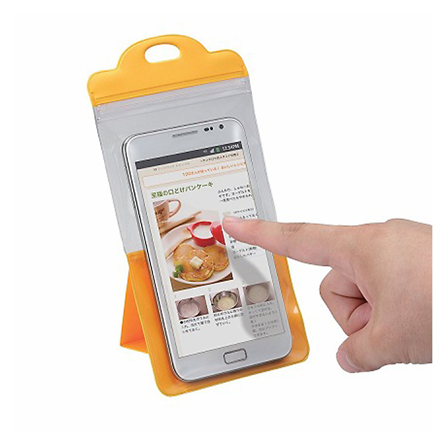【スマホポーチ】ELECOOK スマートフォン用自立する防滴ケース 5インチ (オレンジ)サブ画像
