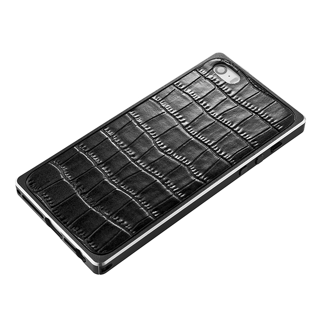 【iPhone5s/5 スキンシール】Crocodile type Leather Panel ブラックgoods_nameサブ画像