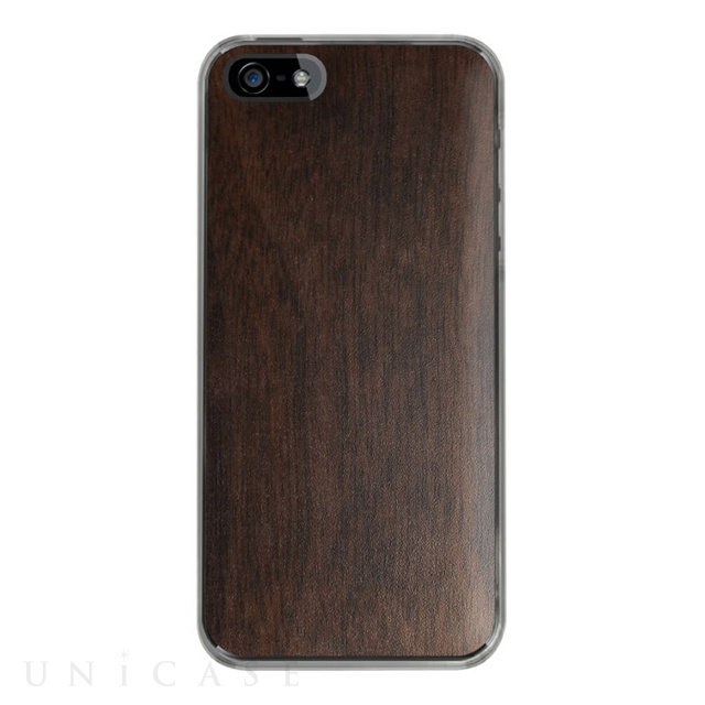 【iPhoneSE(第1世代)/5s/5 ケース】IC-COVER Wood (木目調ウォールナット)