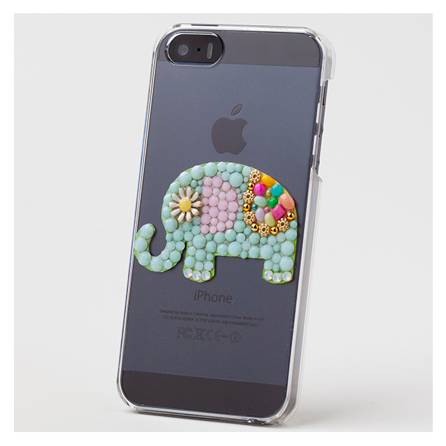 【iPhoneSE(第1世代)/5s/5 ケース】Bijou Macaron Elephant ～Point～ Mintサブ画像