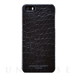 【iPhone5s/5 ケース】KATHARINE HAMNETT LONDON Leather Cover Set (Crocodile Black)