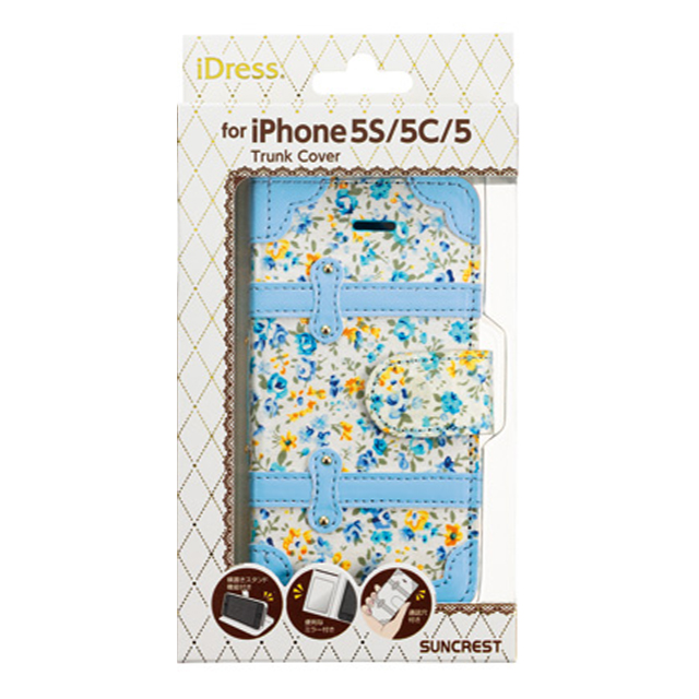 【iPhone5s/5c/5 ケース】花柄トランクカバー ブルーサブ画像