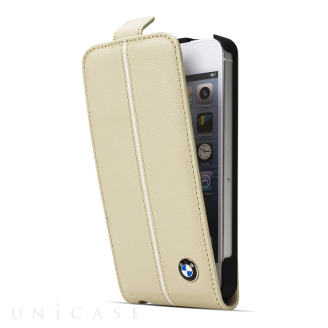 【iPhone5s/5 ケース】BMW Genuine Leather Flap Case (Cream Beige)