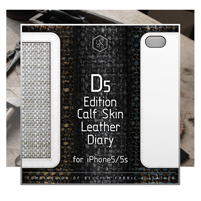 【iPhoneSE(第1世代)/5s/5 ケース】D5 Edition Calf Skin Leather Diary (ホワイト)サブ画像