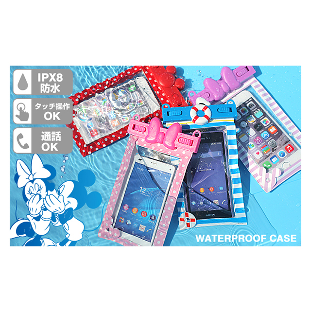 ディズニーキャラクター/WATERPROOF スマートフォン用防水ソフトケース(ミニーリボン/ピンクドット)goods_nameサブ画像