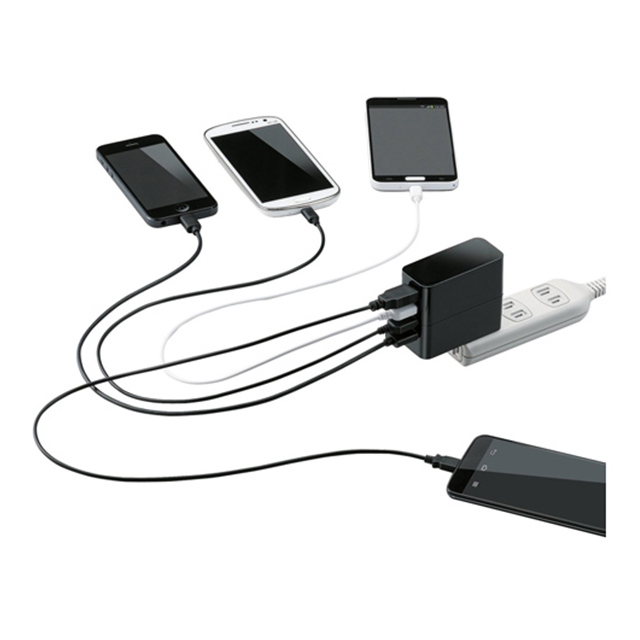 スマートフォン・タブレット用USB充電器(4ポート) ピンクサブ画像