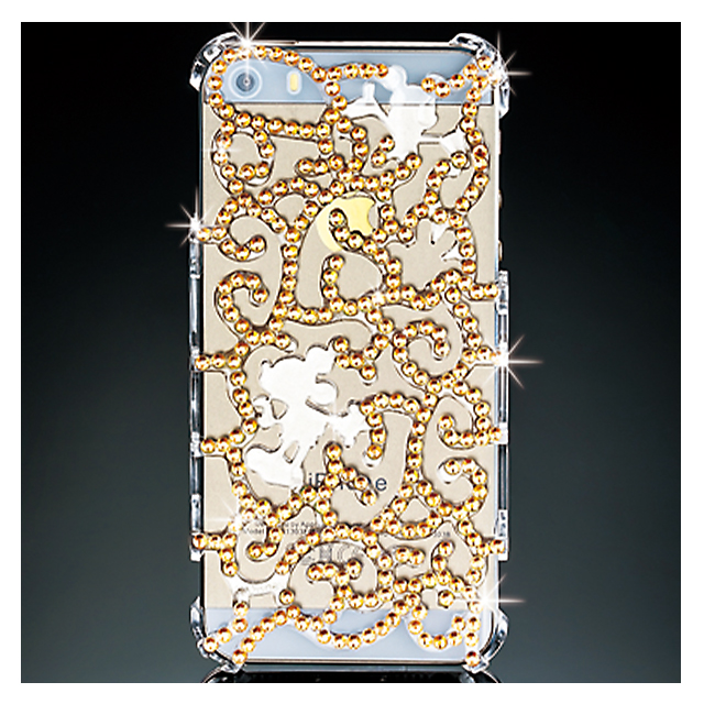 【iPhone5s/5 ケース】ラインストーン型抜きケース ゴールドサブ画像
