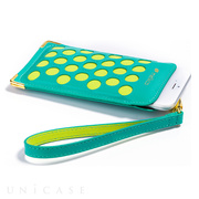 【iPhone6s/6 ケース】Premium Leather Dotzz Pouch Strap (Blue/Green)