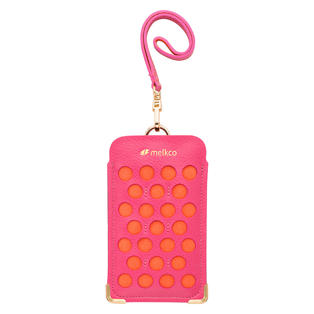 【iPhone6s/6 ケース】Premium Leather Dotzz Pouch Strap (Pink/Orange)goods_nameサブ画像