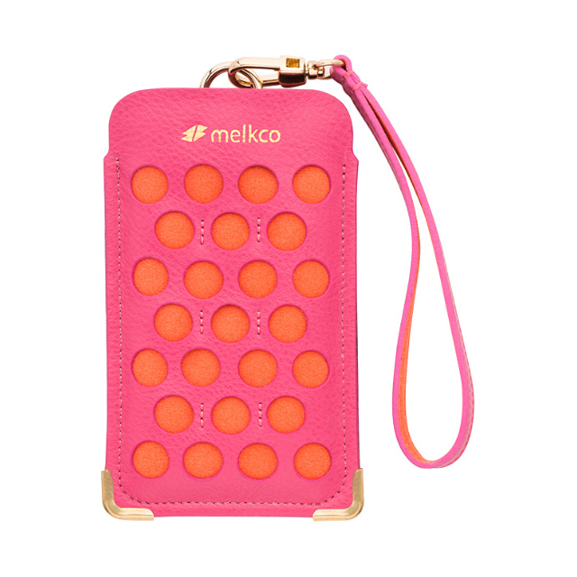 【iPhone6s/6 ケース】Premium Leather Dotzz Pouch Strap (Pink/Orange)サブ画像