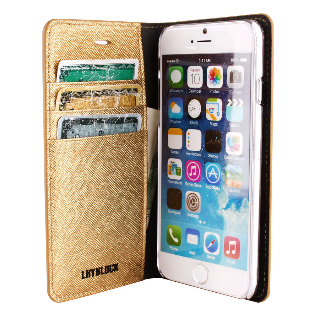 【iPhone6s/6 ケース】Saffiano Flip Case (ゴールド)goods_nameサブ画像