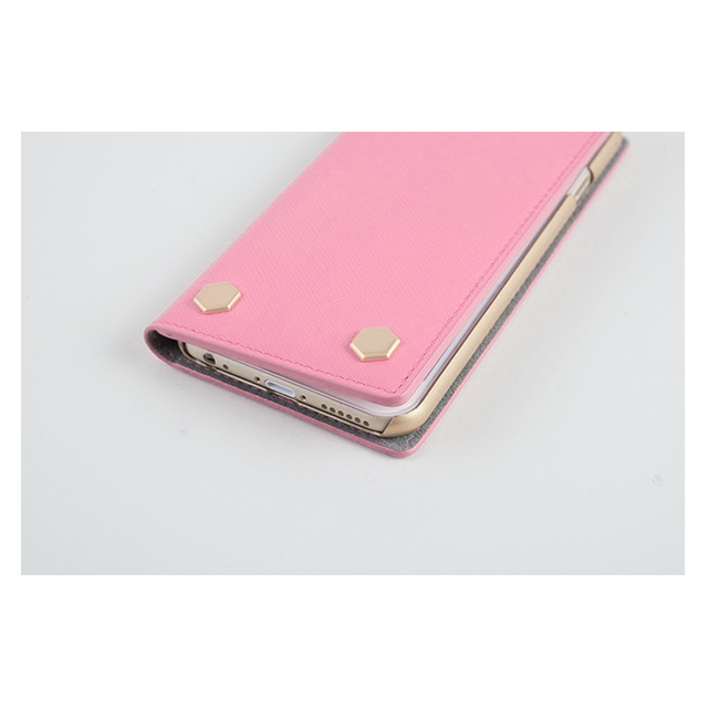 【iPhone6s/6 ケース】D5 Saffiano Calf Skin Leather Diary (ピンク)サブ画像