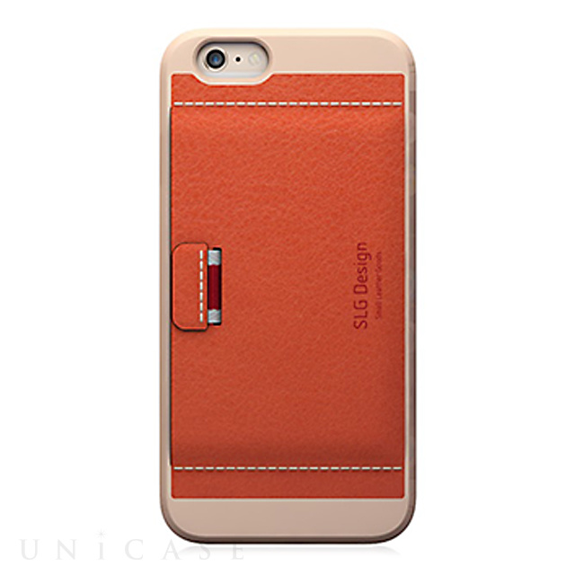 【iPhone6 ケース】D6 Italian Minerva Box Leather Card Pocket Bar (オレンジ)