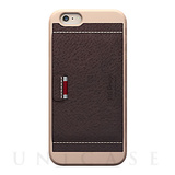 【iPhone6 ケース】D6 Italian Minerva Box Leather Card Pocket Bar (チョコ)