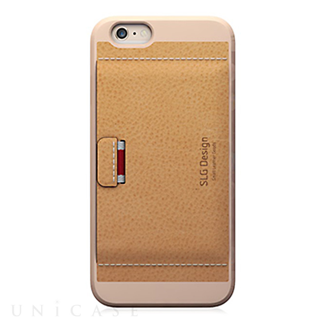 【iPhone6 ケース】D6 Italian Minerva Box Leather Card Pocket Bar (タンブラウン)