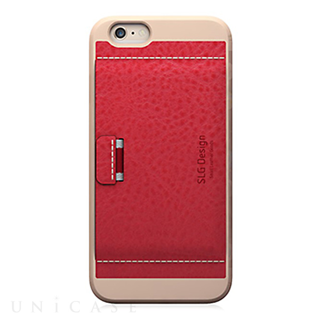 【iPhone6 ケース】D6 Italian Minerva Box Leather Card Pocket Bar (レッド)