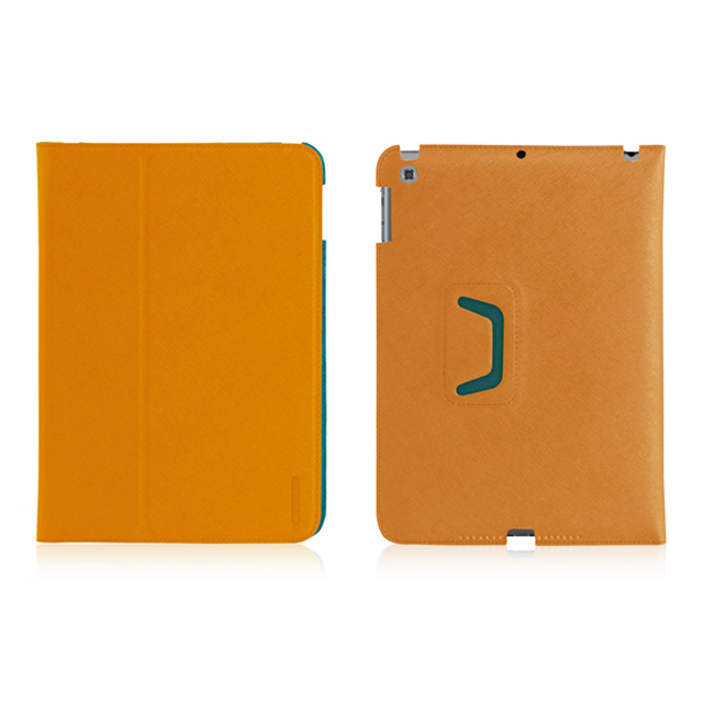 【iPad(9.7inch)(第5世代/第6世代)/Air2/iPad Air(第1世代) ケース】LeatherLook Classic with Front cover (キャメルブラウン/マリンブルー)サブ画像