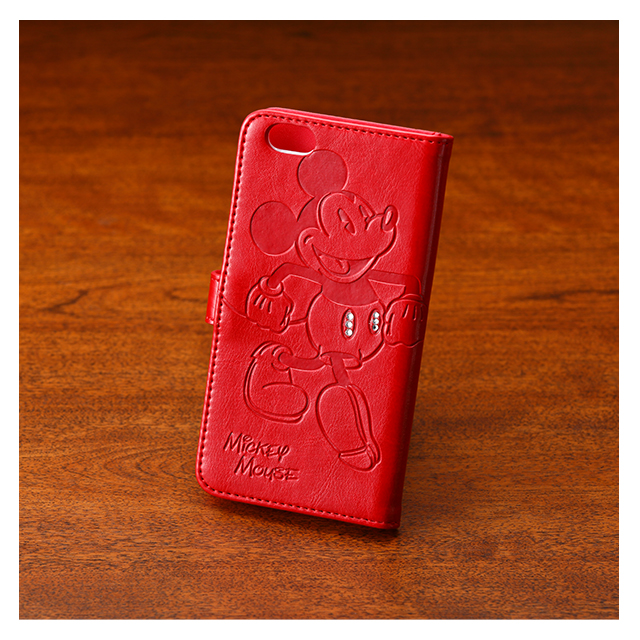 【iPhone6s/6 ケース】石付きエンボスBOOKケース (ミッキー/赤)goods_nameサブ画像