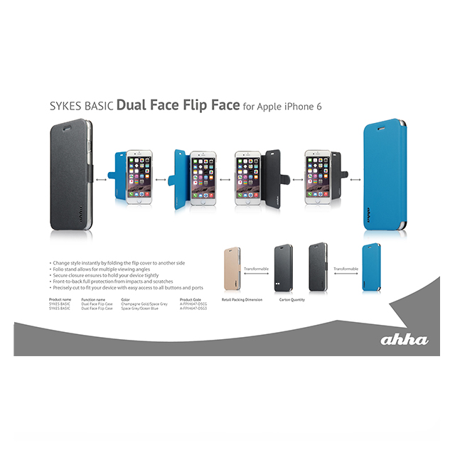 【iPhone6s Plus/6 Plus ケース】Dual Face Flip Case SYKES BASIC Space Grey/Ocean Bluegoods_nameサブ画像