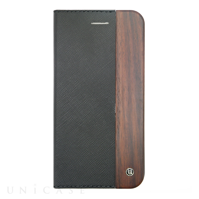 【iPhone6s/6 ケース】Wooden Case with Saffiano Texture Black/Brown