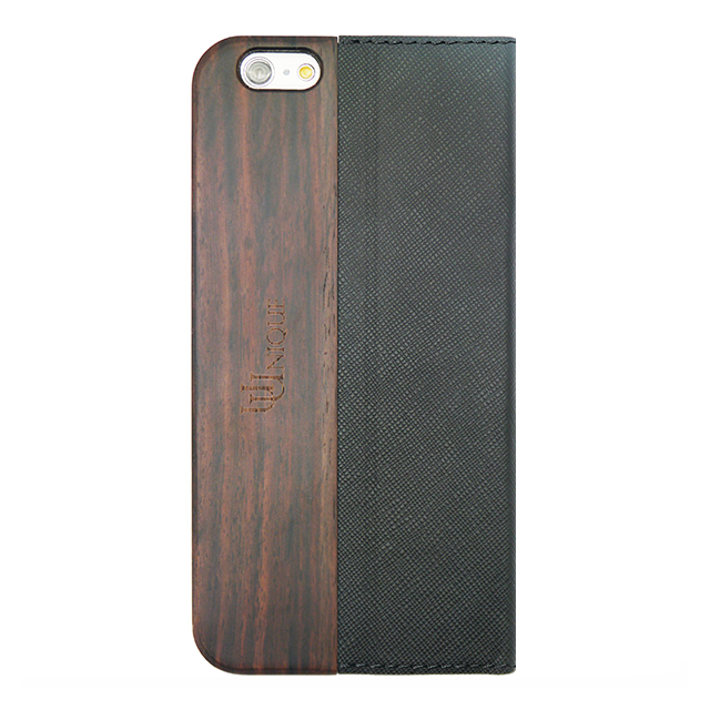 【iPhone6s/6 ケース】Wooden Case with Saffiano Texture Black/Brownサブ画像