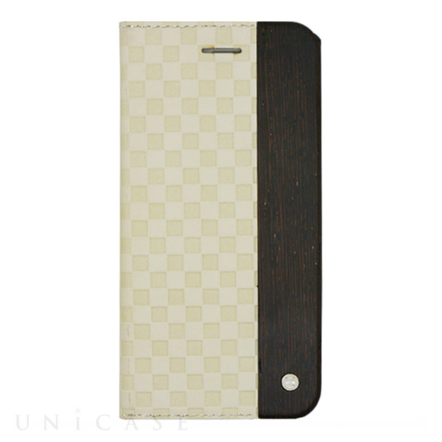 【iPhone6s Plus/6 Plus ケース】Wooden Case with Checker Emboss Creme