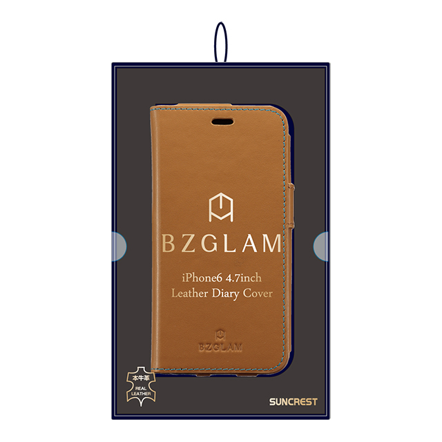 【iPhone6s/6 ケース】BZGLAM レザーダイヤリーカバー キャメルサブ画像