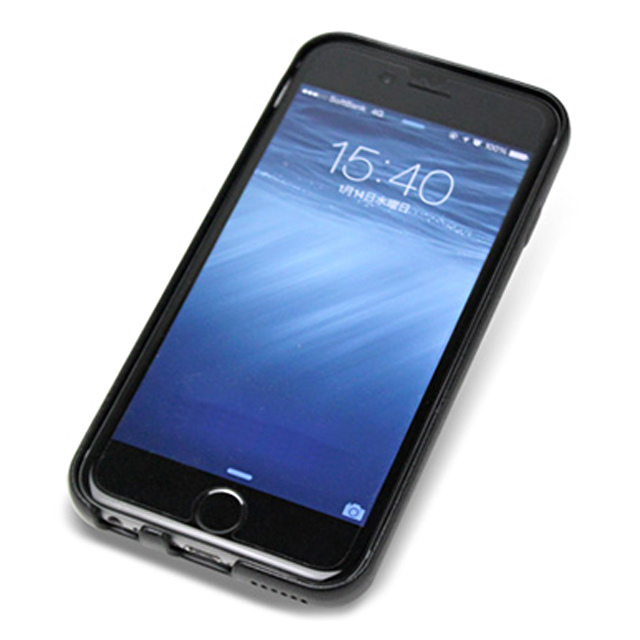 【iPhone6 ケース】ストラップリング付き PU レザーケース (ブラック)サブ画像