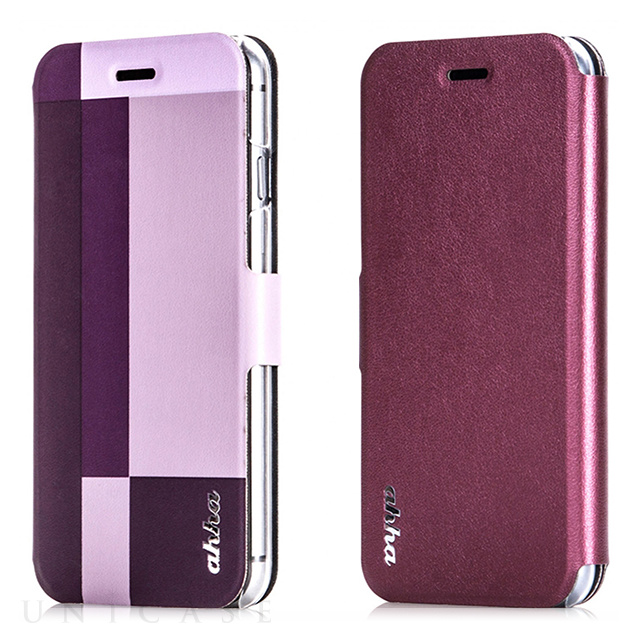 【iPhone6s/6 ケース】Dual Face Flip Case SYKES MIX Purple Checker/Metallic Red
