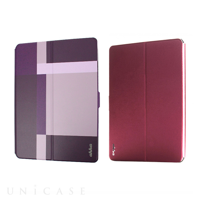 【iPad Air2 ケース】Dual Face Flip Case SYKES MIX Purple Checker/Metallic Red