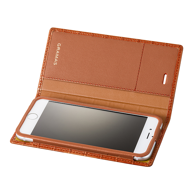 【iPhone6s/6 ケース】Croco Patterned Full Leather Case (Tan)goods_nameサブ画像