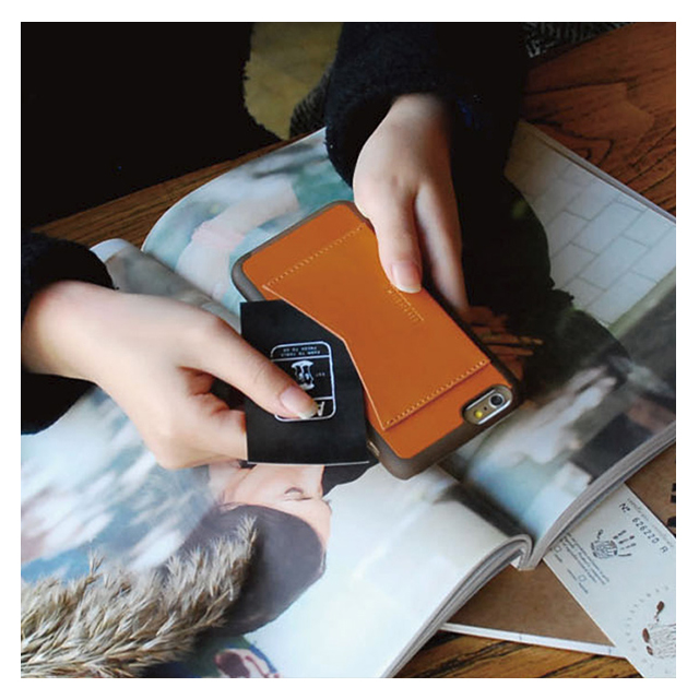 【iPhone6s/6 ケース】Leather Pocket Bar (キャメルブラウン)サブ画像