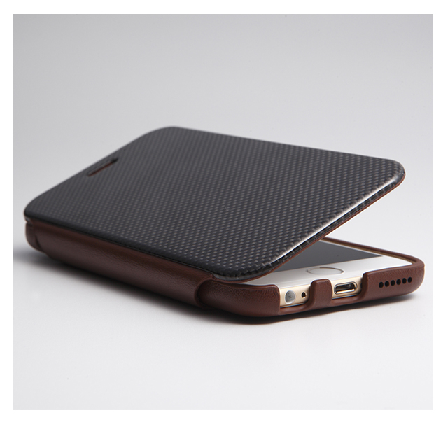 【iPhone6s/6 ケース】Carbon Fiber ＆ Leather Case Brownサブ画像