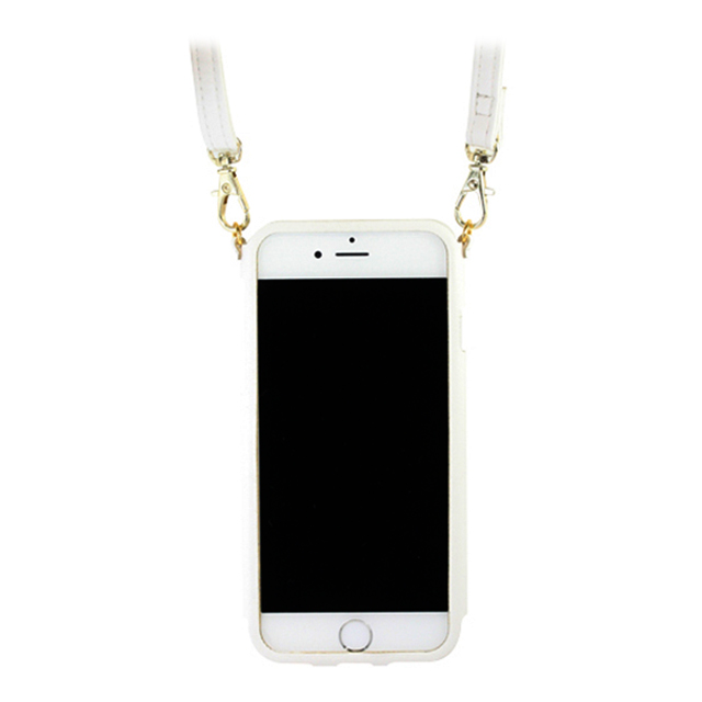 【iPhone6s/6 ケース】ロングベルト付きポシェット (ホワイト)サブ画像