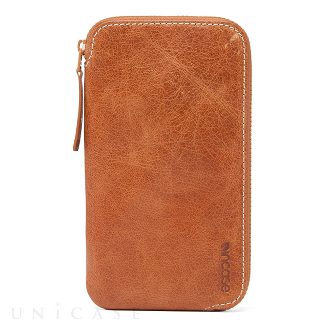 【iPhone6 Plus ケース】Leather Zip Wallet (Tan)