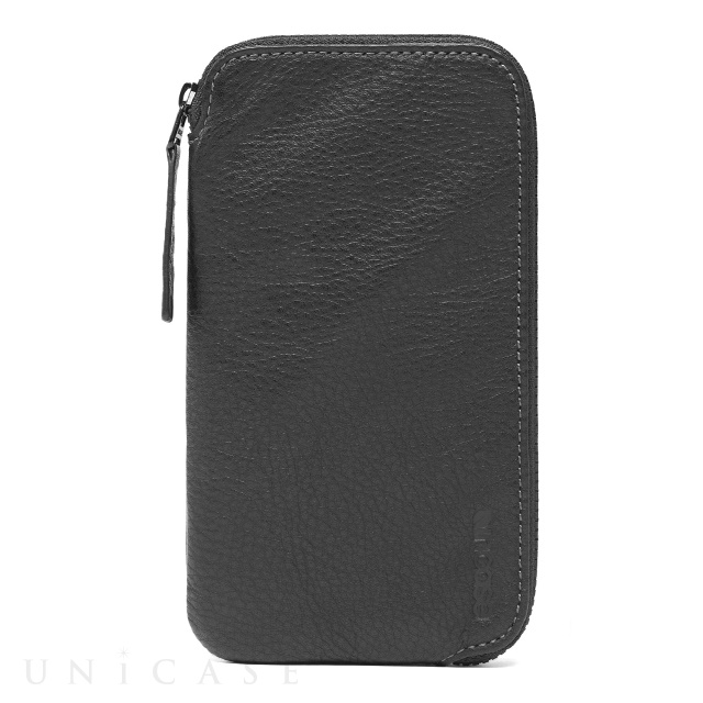 【iPhone6 Plus ケース】Leather Zip Wallet (Black)