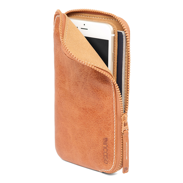 【iPhone6 Plus ケース】Leather Zip Wallet (Tan)サブ画像
